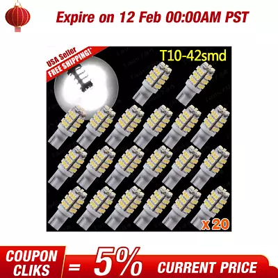 20x Super White T10/921/194 RV Trailer 42-SMD LED Backup Reverse Lights Bulbs • $11.89