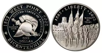 2002 W US Military Academy Proof S$1 | Modern US Commemorative Coin | OGP Blue • $29.95