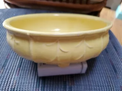 Vtg Mid Century Mod Yellow Footed Ceramic Pottery Bowl Vase USA 8 - 2 3/4 • $24.95