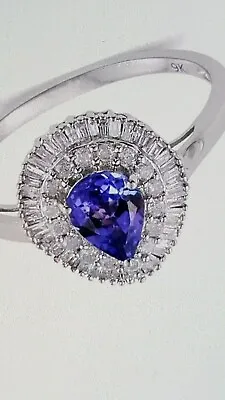  ❤jaynes Gems Aaa 1.500 Ct Tanzanite & Diamond 9k White Gold  Ring Uk O. Us 7.25 • £395