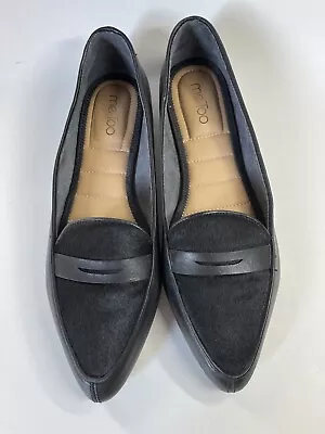 Me Too Black Leather Laser Cut Flats Shoe Woman’s Size 10M Slip On Loafer. • $37