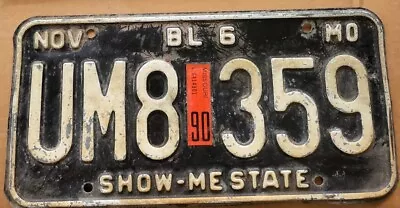 Vintage MISSOURI LICENSE PLATE 1990 BL6 UM8 359 Show Me State Nov • $18