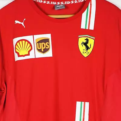 PUMA FERRARI F1 Team Sports T-SHIRT  Red    Size XL   082 P • £27.49