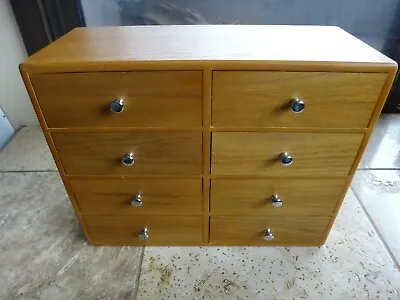 Vintage Small Watchmakers 8 Drawer Oak Wood Cabinet Parts Chest • $125