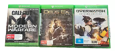 Xbox One Games - Call Of Duty Deus Ex Overwatch - Bulk Lot X 3 • $19.95