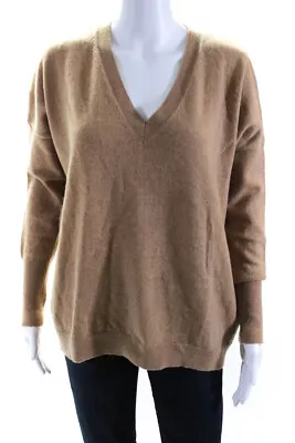 J Crew Womens 100% Cashmere V Neck Long Sleeved Pullover Sweater Brown Size M • $42.69