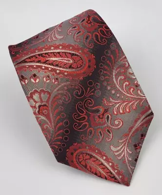 Van Heusen Silk Tie Red Gray Black Paisley Men Necktie 57.5 X 3.25 • $11.24