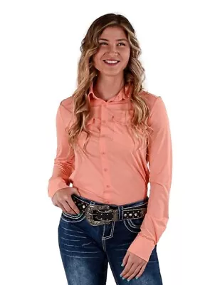 Cowgirl Tuff Western Shirt Womens L/S Button Lightweight Coral 100591 • $79.94