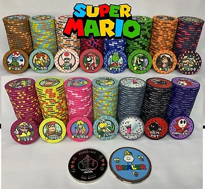 500 Ceramic Mario Themed Poker Chips (build Your Set) Read Description • £289.26