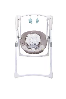 GRACO SLIM SPACES Baby Swing Chair  Baby Toy Rocker Soother 2-in-1  0-9 Months • £59.99