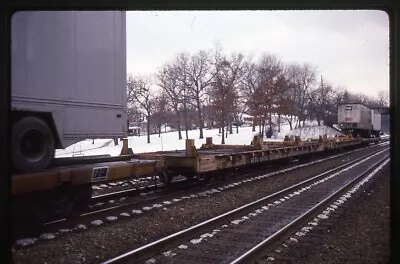 Railroad Slide - VTTX #98211 Trailer Train Flat Car 1989 Hinsdale IL Freight • $5