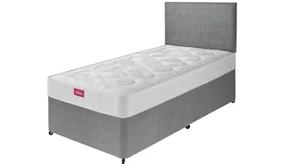 Single 3ft Grey Fabric Bedquilted Bed Grey Bed Single Bed Divan Bed Base • £123.49