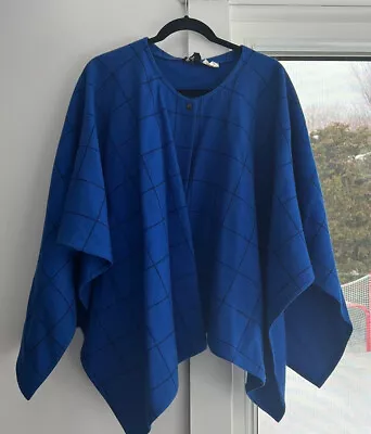 🔥Vuokko🔥 | Vintage Blue Tartan Virgin Wool Cape • $152.28