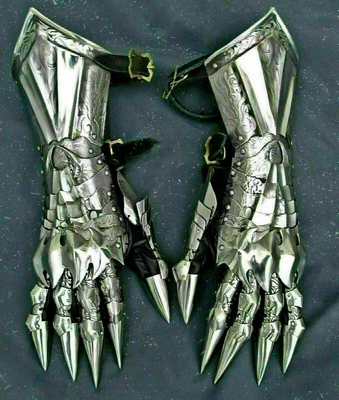 £128.08 • Buy Medieval Gauntlet Pair Accents Knight Crusader Armor Steel Gauntlet Gloves