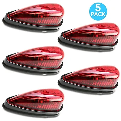 5x Red Teardrop Sealed Top Clearance Cab Marker Roof Running Lights Kit Utility • $18.99