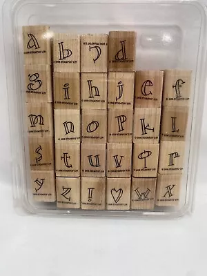 Stampin' Up Vintage 1998 Outline Alphabet Wood Rubber Stamps Full Set • $6.26