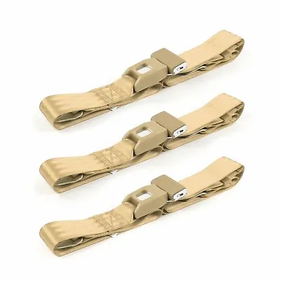 Vintage  1968 - 1970 Standard 2pt Tan Lap Bench Seat Belt Kit - 3 Belts Rat • $68.34