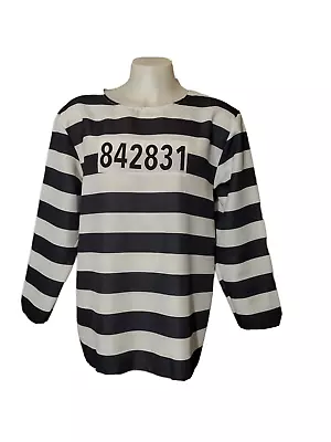 Prisoner Uniform Spirt Halloween Costume Prison Convict Jail Inmate Criminal XL • $29.89