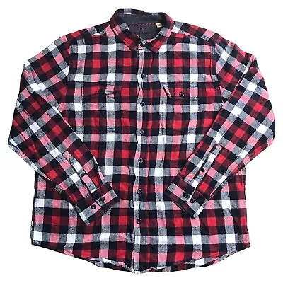 Woolrich Red Black White Plaid Flannel Long Sleeve Button Up Shirt Mens Large • $19.97