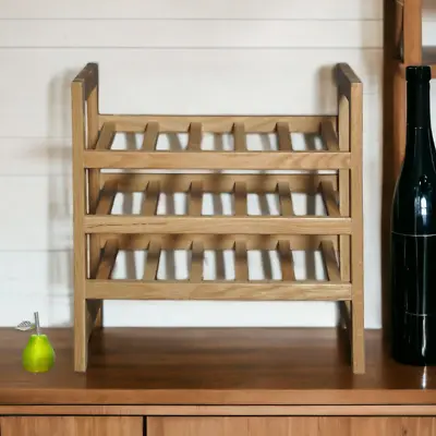 GROFurniture Solid Oak Free Standing Countertop Wine Rack Practical Wine Rack • £49