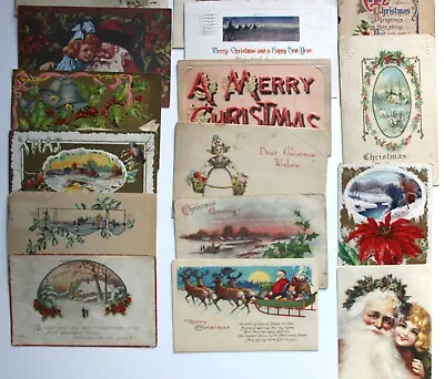 Lot Of 18 Vintage Christmas Postcards For Crafts • $9.99