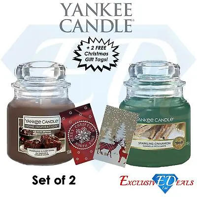 Set Of 2 - Yankee Candles Cinnamon 411g & Red Velvet Brownie 104g + 2 FREE Tags • £17.45