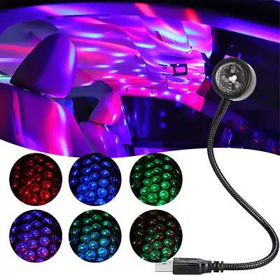 USB LED DJ Stage Lights RGB Sound Activated Rotating Disco Party Projector Lamp • £6.56