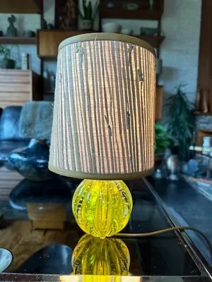 Vintage 1960s Large Murano Bullicante Lamp Base In Yellow - Rewired & PAT Tested • £375