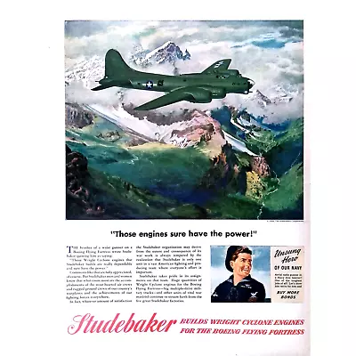 Flying Fortress Aircraft 1944 Print Ad Studebaker Engines WWII War 11 X14  • $8.56