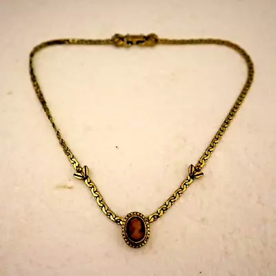 Goldette Gold Tone Cameo Necklace - Very Pretty Vintage Piece • $25