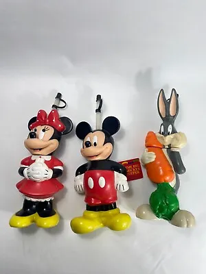 Vintage Big Mickey Sipper Minnie Mouse Bugs Bunny Figurine Set Collectible Drink • $34.99