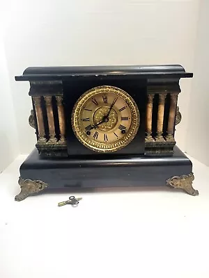 Antique Sessions 8 Day Time/Strike Adamantine Mantle Clock ~ Works!  • $135