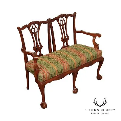 Chippendale Style Carved Mahogany Settee • $995