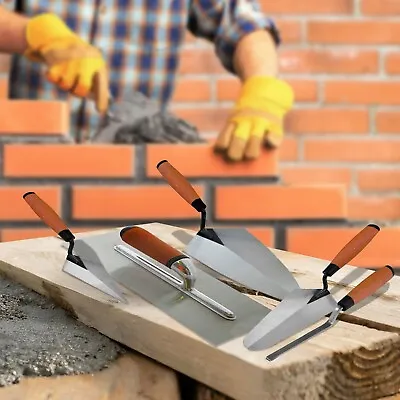 New Set Of 5 Tradesman Trowel Set Brick Jointer Handle Plastering Builders Diy • £12.99