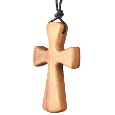 Hand Carved Wooden Cross Necklace Pendant Decorative Jewelry • £9.59