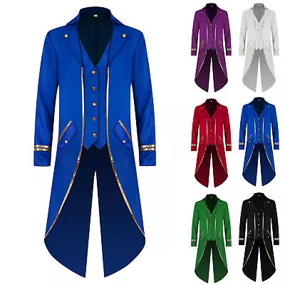 Men Steampunk Tailcoat Jacket Gothic Victorian Coat Medieval Fancy Halloween • $34.19