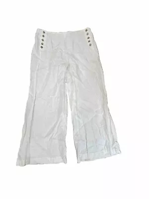 J. Jill Love Linen 100% Linen Wide Leg Pants Button Women's Medium White B1-757 • $25.20