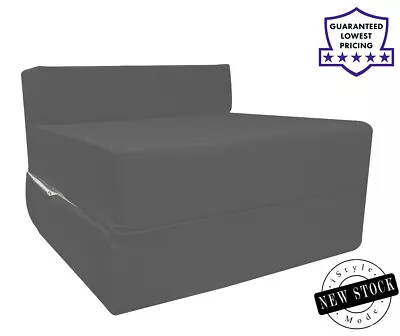 £38.99 • Buy Cotton Twill Z Bed Single Fold Out Chairbed Chair Foam Folding Guest Sofa DKGrey