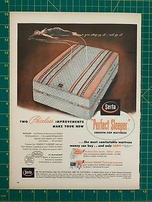 1953 Vintage Serta Perfect Sleeper Smooth Top Mattress Priceless Print Ad D1 • £8.57