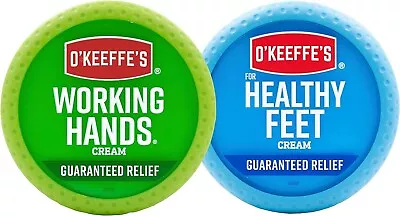 O'Keeffe's Working Hands Hand Cream 3.4 Ounce Jar And Healthy Feet Foot Cream • $26.99