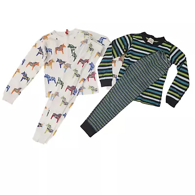Hanna Andersson Lot Of 2 Pajamas Horse Stripes 120 6-7  TM • $19.50