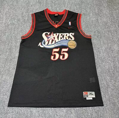 Vintage Nike Dikembe Mutombo Philadelphia 76ers Sixers Swingman Jersey Black XL • $49.99