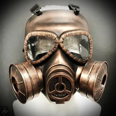 Steampunk Respirator Gas Mask Full Face Copper Halloween Costume Cosplay Mask • $31.41