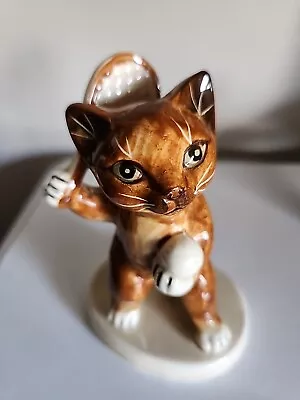VTG Anthropomorphic Cat Playing Pickle Ball Figurine Sports Kitty  Mann Japan • $15