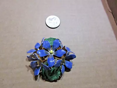 Vintage Sandor Co 3-d Bluish Purple Enamel Flower Brooch • $10