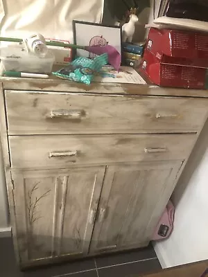 £125 • Buy Retro White Painted Shabby Chic Storage Linen Cupboard With Drawers