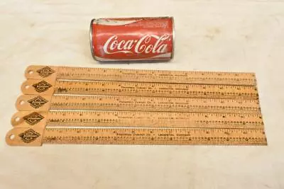 Lot Of 5 Vintage Wood Print Set Ruler 14  Thompson Cabinet Co Ludington Michigan • $10