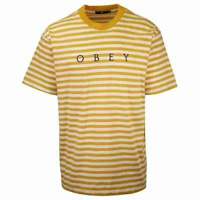 OBEY Men's Energy Yellow Novel Striped S/S T-Shirt (S10) • $13