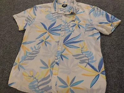 O'Neill Mens Shirt Large Blue White Button Down Standard Floral Tropics • $15.16