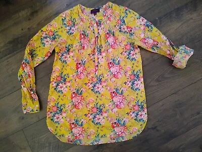 J.Crew Liberty Fabric Magical Bouquet Classic Popover Top Yellow Floral Size T2~ • £8.03